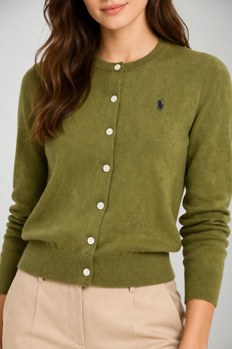 Polo Ralph Lauren Cardigan Donna con logo a contrasto