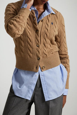 Polo Ralph Lauren Cardigan Donna a trecce / Cammello