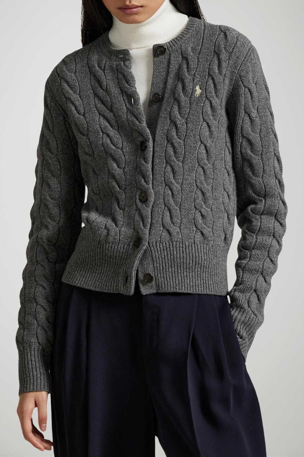 Polo Ralph Lauren Cardigan Donna a trecce / Grigio