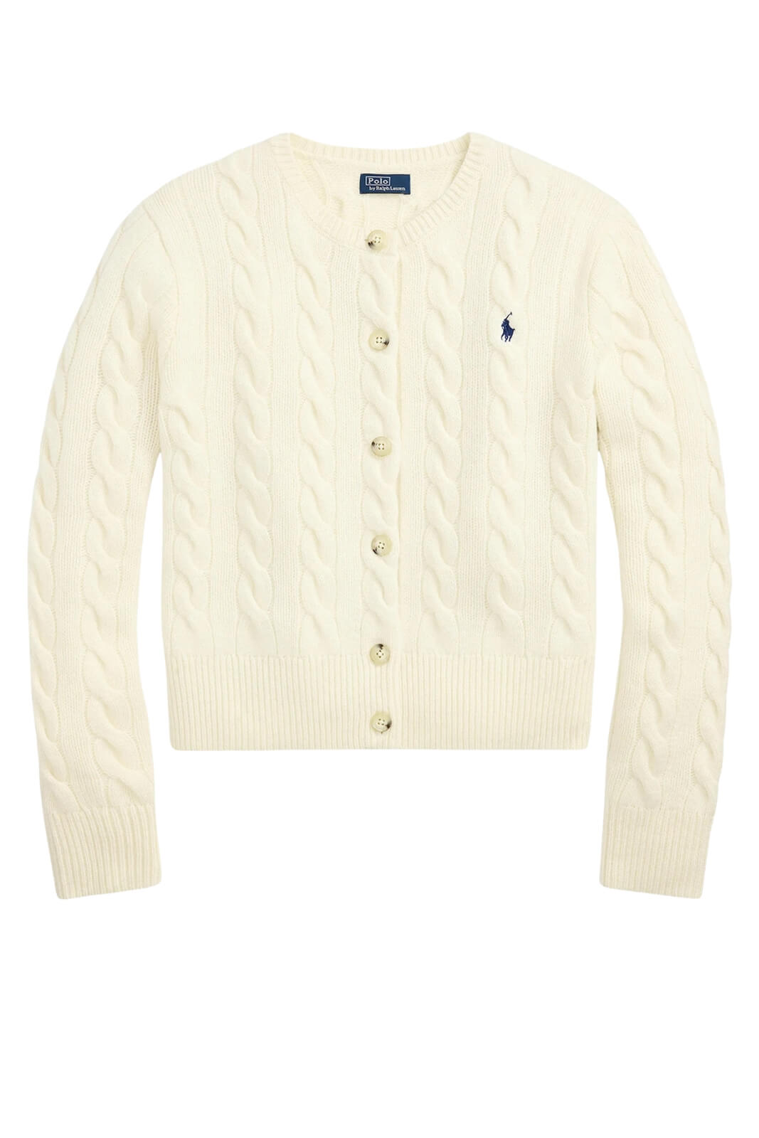 Polo Ralph Lauren Cardigan Donna a trecce / Panna