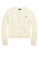 Polo Ralph Lauren Cardigan Donna a trecce / Panna