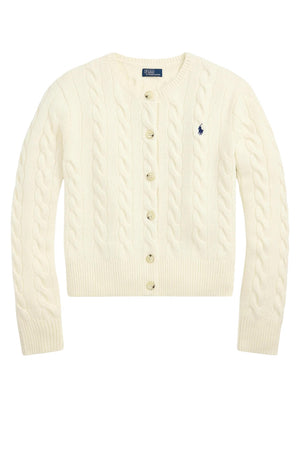 Polo Ralph Lauren Cardigan Donna a trecce / Panna