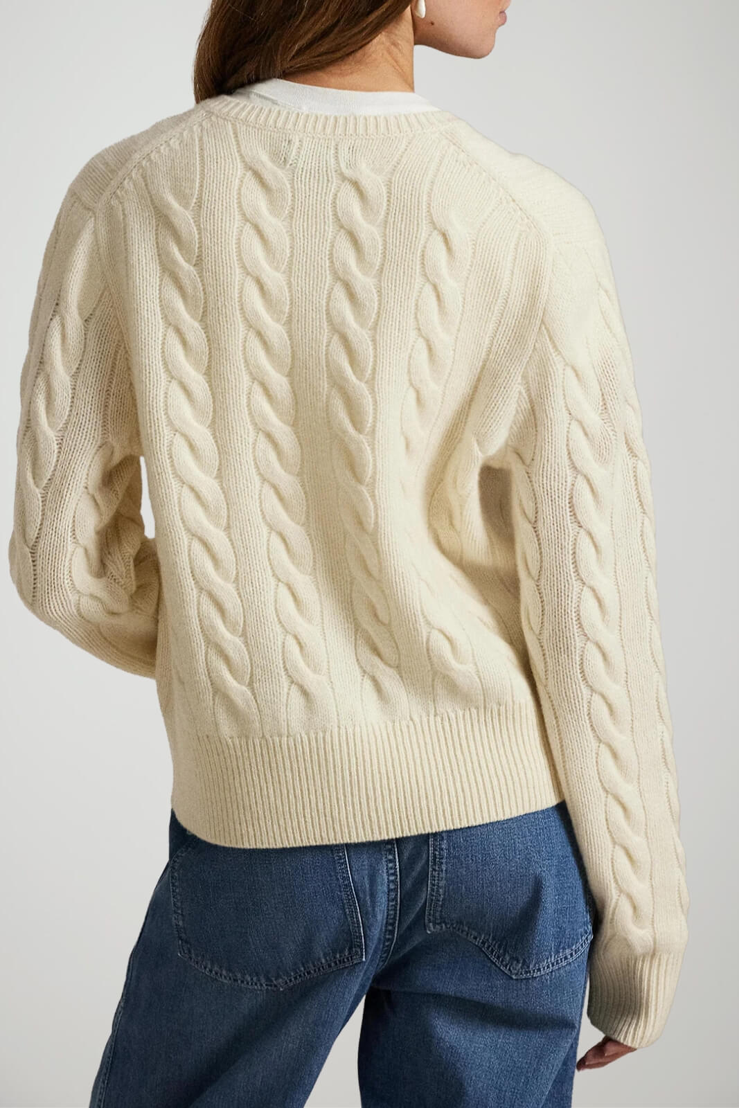 Polo Ralph Lauren Cardigan Donna a trecce / Panna