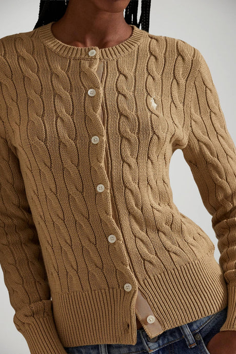 Polo Ralph Lauren Cardigan Donna a trecce / camel