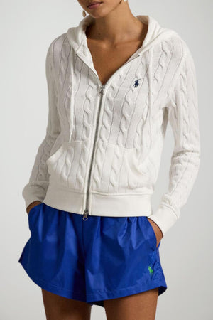 Polo Ralph Lauren Cardigan Donna a trecce con cappuccio