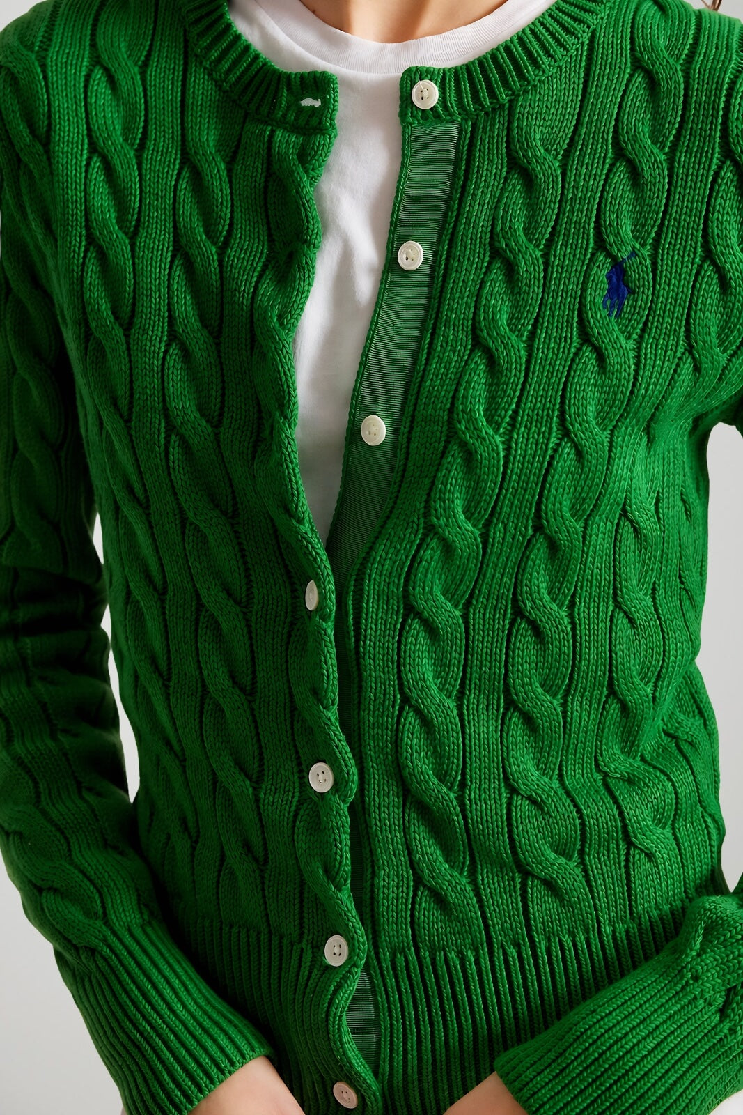 Polo Ralph Lauren Cardigan Donna a trecce / green