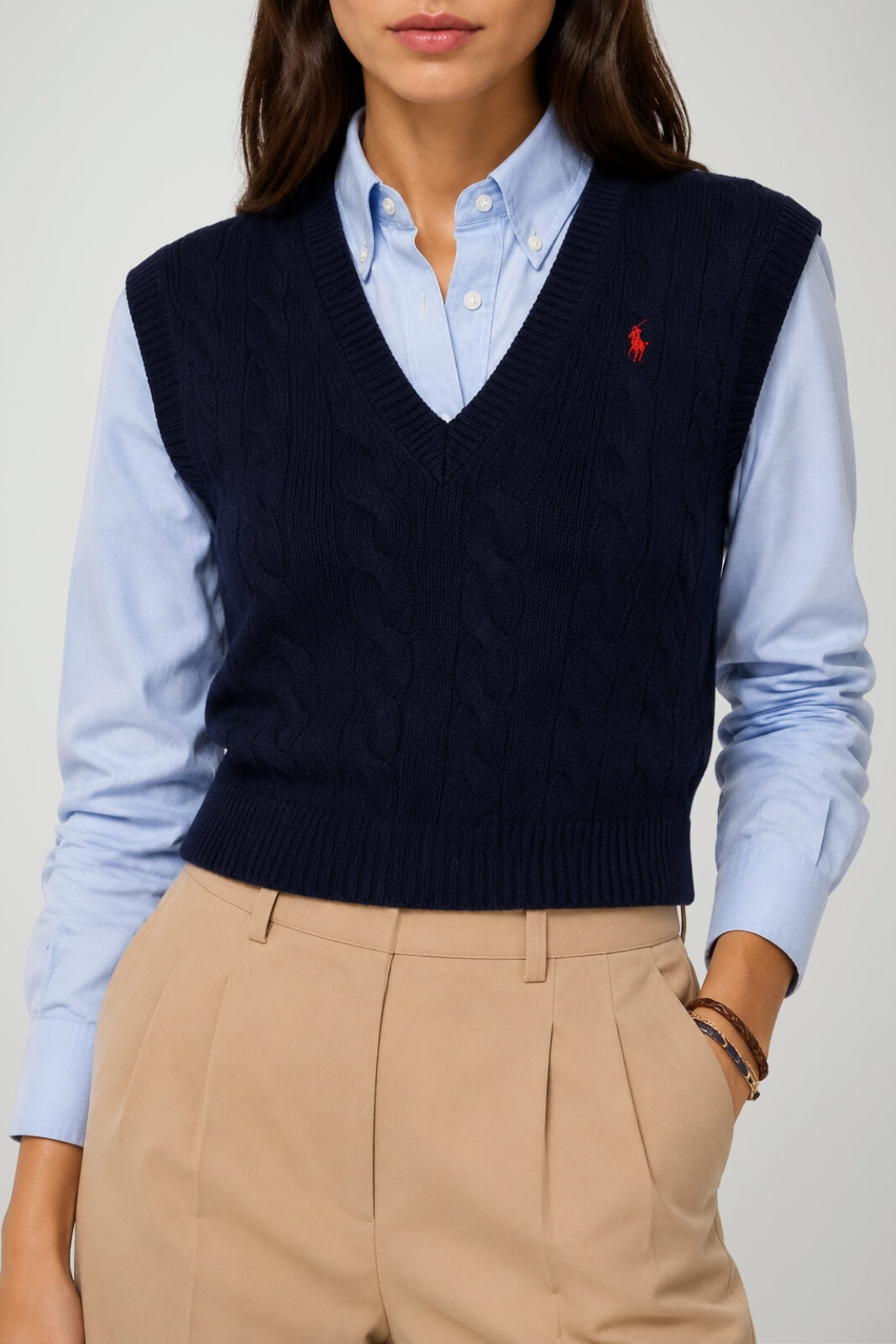 Polo Ralph Lauren Gilet Donna a trecce / Navy