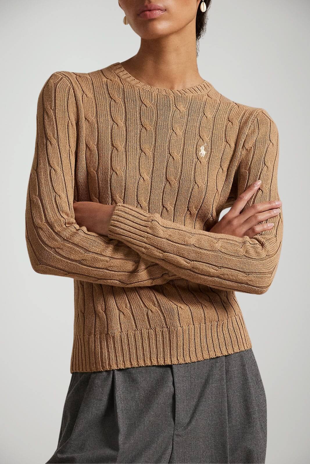 Polo Ralph Lauren Maglia Donna a trecce camel