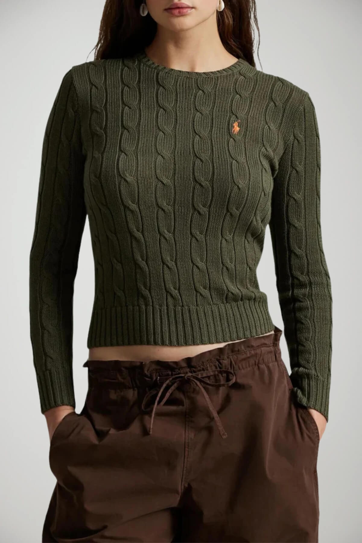 Polo Ralph Lauren Maglia Donna a trecce / olive