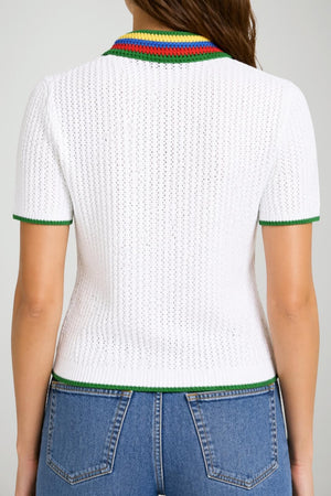 Polo Ralph Lauren Polo Donna traforata con colletto multicolore