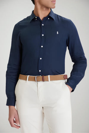 Camicia da uomo Polo Ralph Lauren in lino con logo