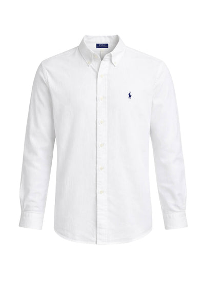 Camicia da uomo in lino Polo Ralph Lauren con logo ricamato