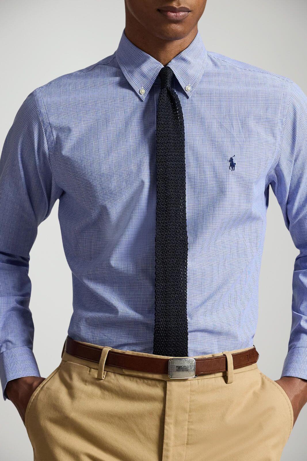 Polo Ralph Lauren Camicia Uomo Principe di Galles Custom Fit
