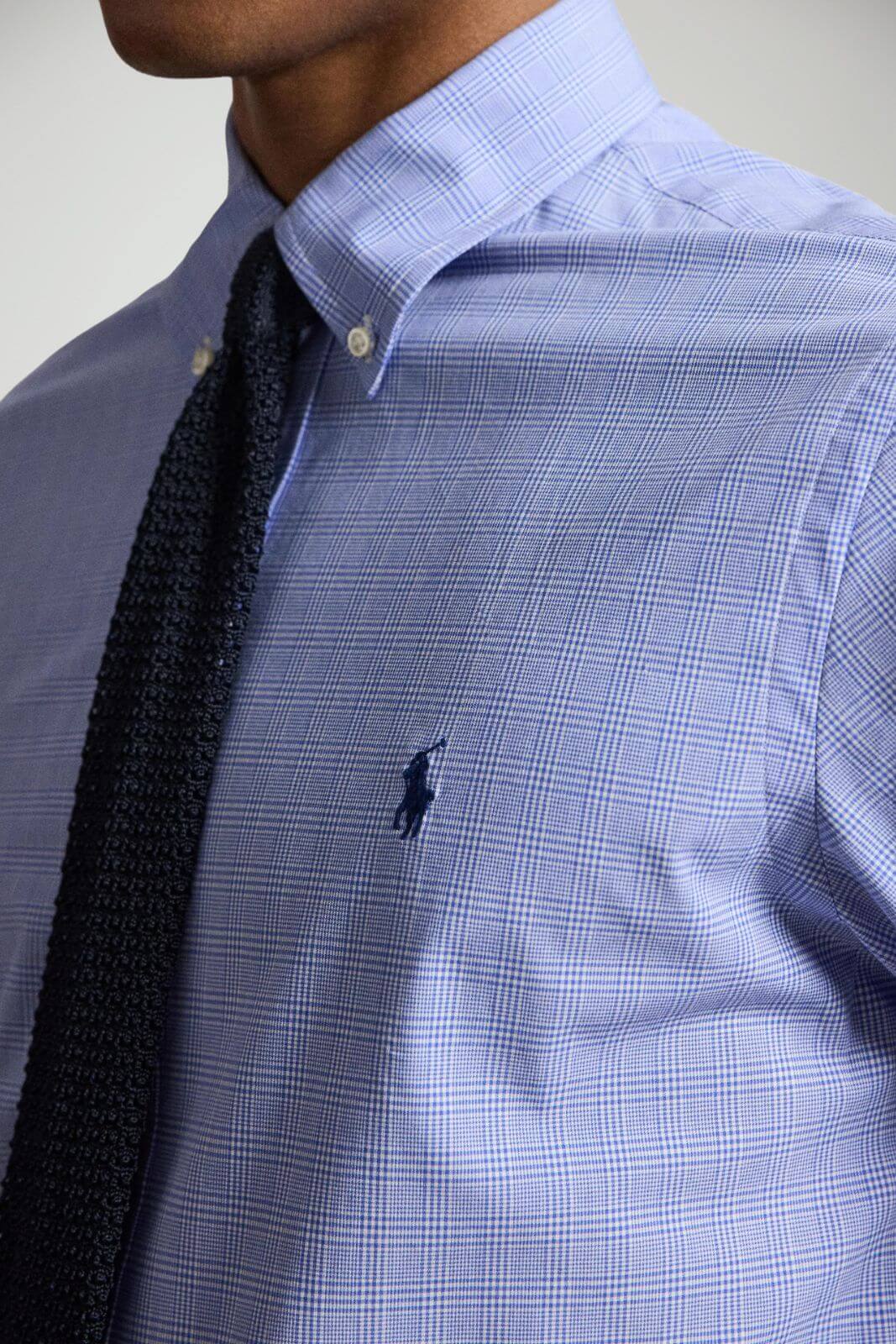 Polo Ralph Lauren Camicia Uomo Principe di Galles Custom Fit