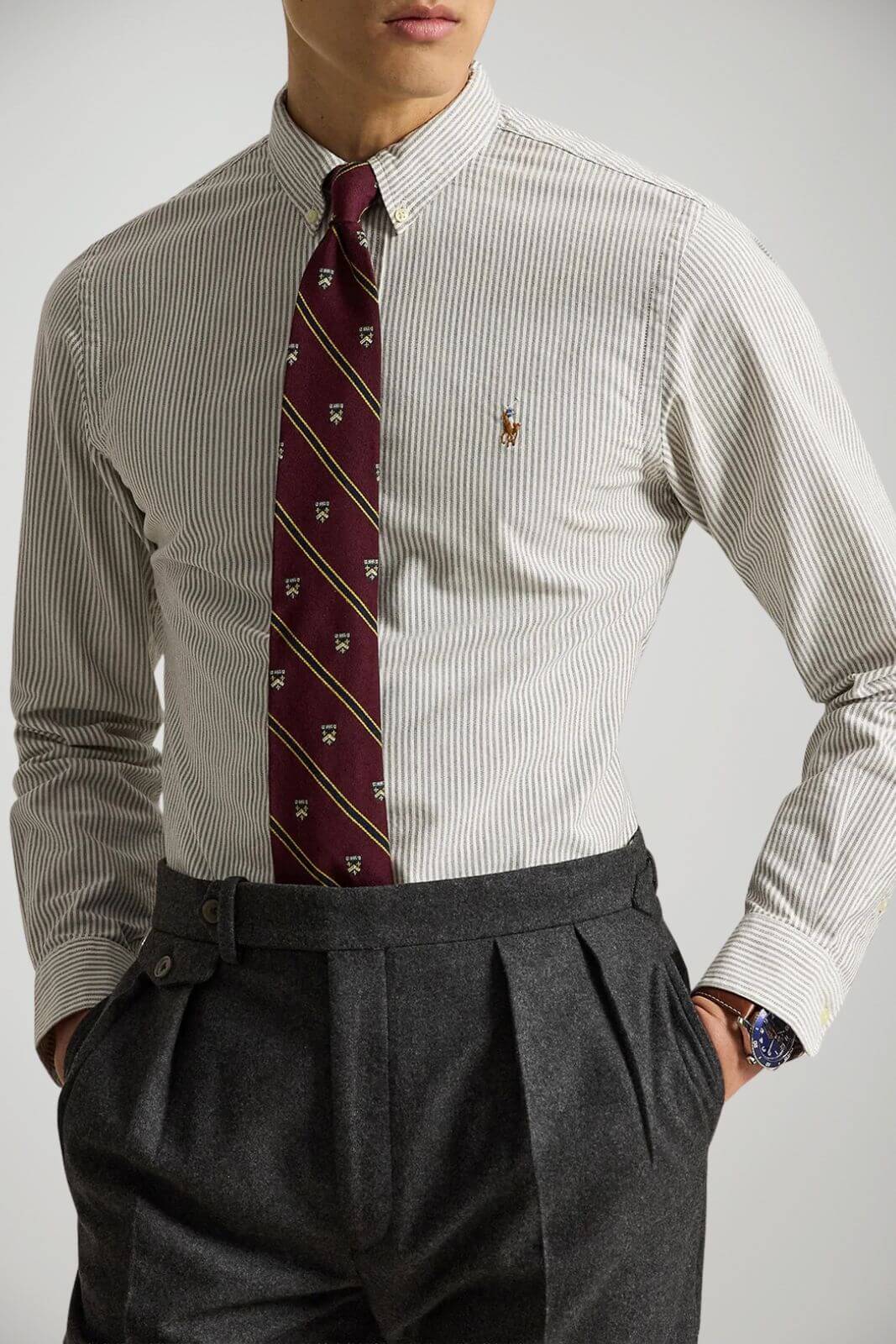 Polo Ralph Lauren Camicia Uomo Oxford rigata Custom Fit