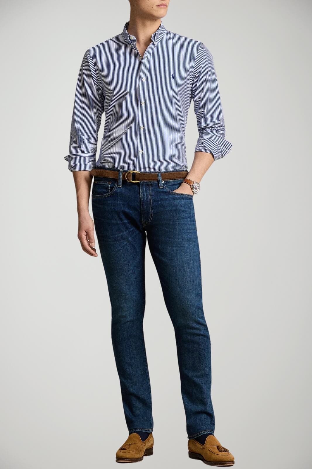 Camicia uomo Polo Ralph Lauren in fantasia rigata outfit