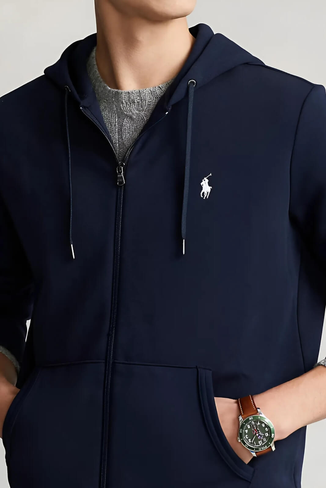 Felpa da uomo Polo Ralph Lauren con cappuccio e zip dettaglio