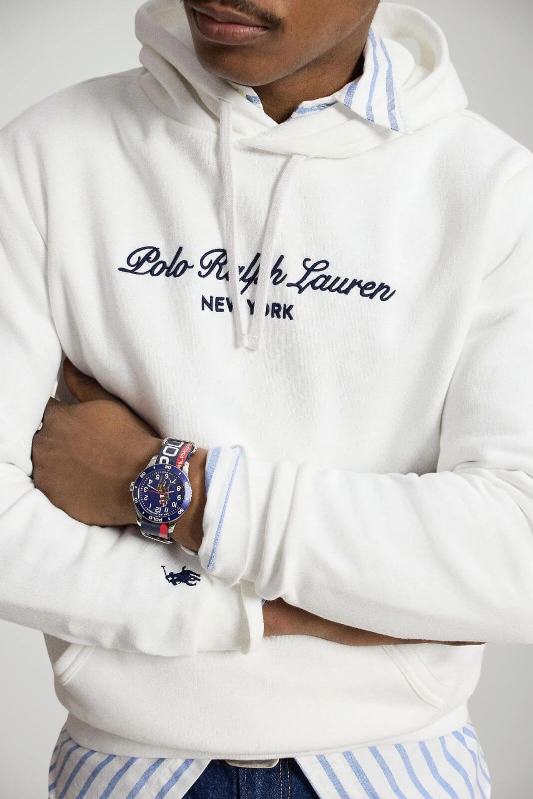 Polo Ralph Lauren Felpa Uomo con cappuccio e lettering / Bianco