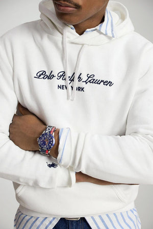 Polo Ralph Lauren Felpa Uomo con cappuccio e lettering / Bianco