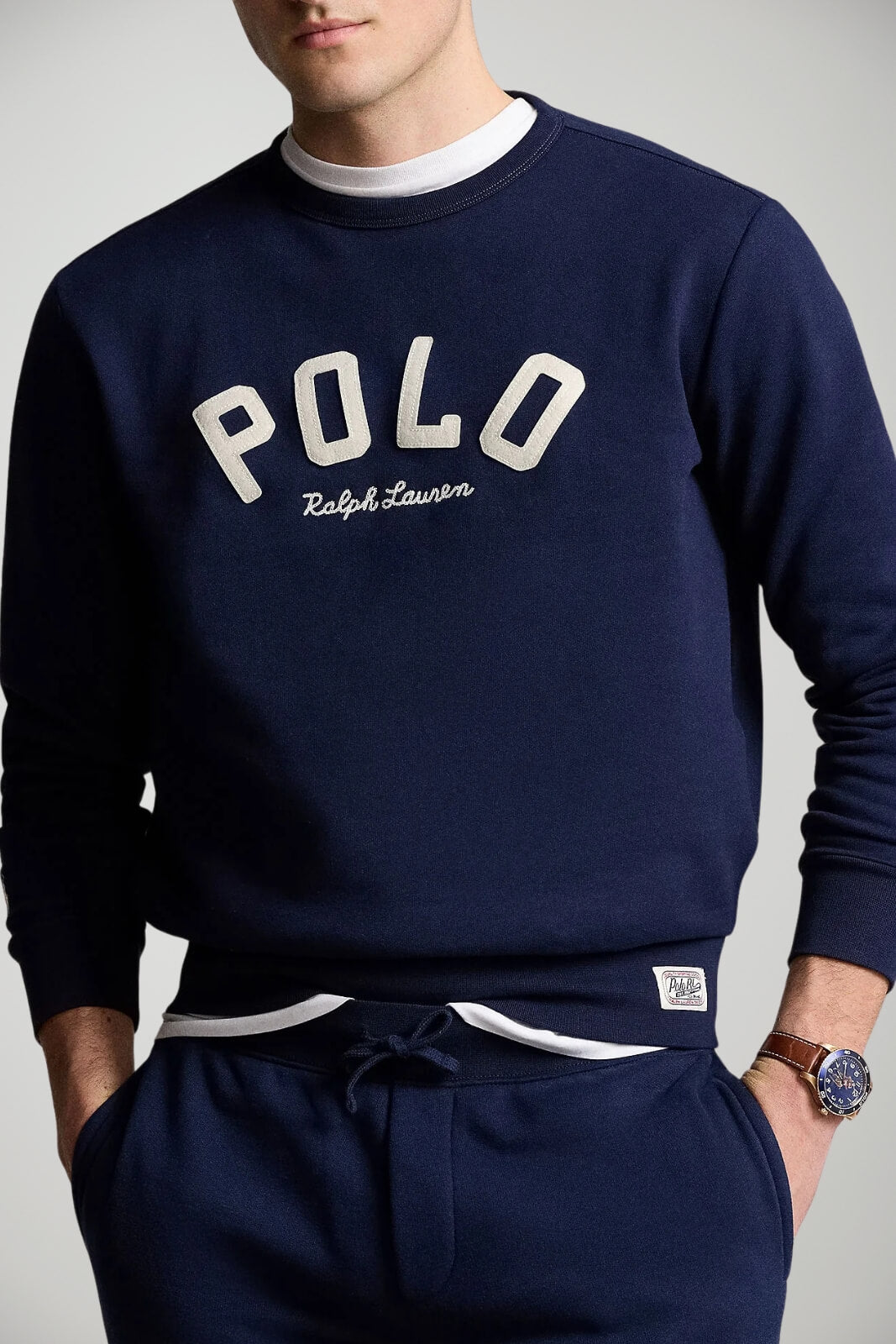 Felpa da uomo Polo Ralph Lauren a girocollo con logo centrale