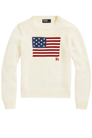 Maglione da donna Polo Ralph Lauren con bandiera e logo fronte