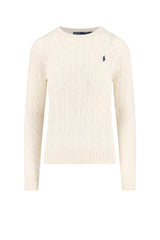 Polo Ralph Lauren maglia donna a trecce / Panna
