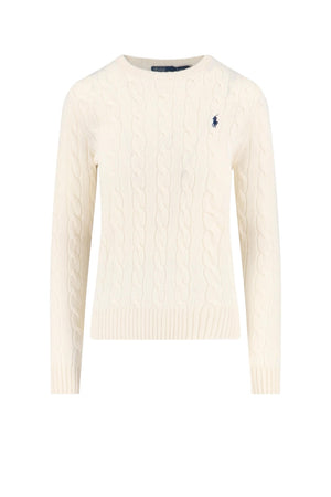 Polo Ralph Lauren maglia donna a trecce / Panna