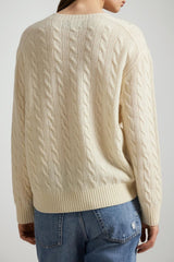 Polo Ralph Lauren maglia donna a trecce / Panna