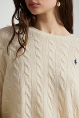 Polo Ralph Lauren maglia donna a trecce / Panna