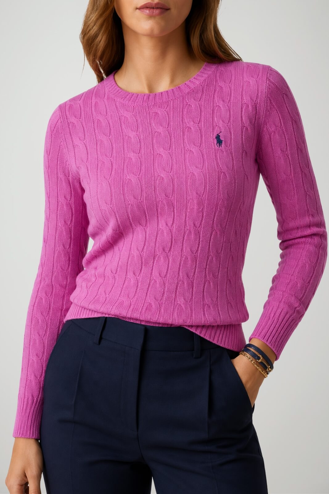Polo Ralph Lauren maglia donna a trecce / Rosa Cardo