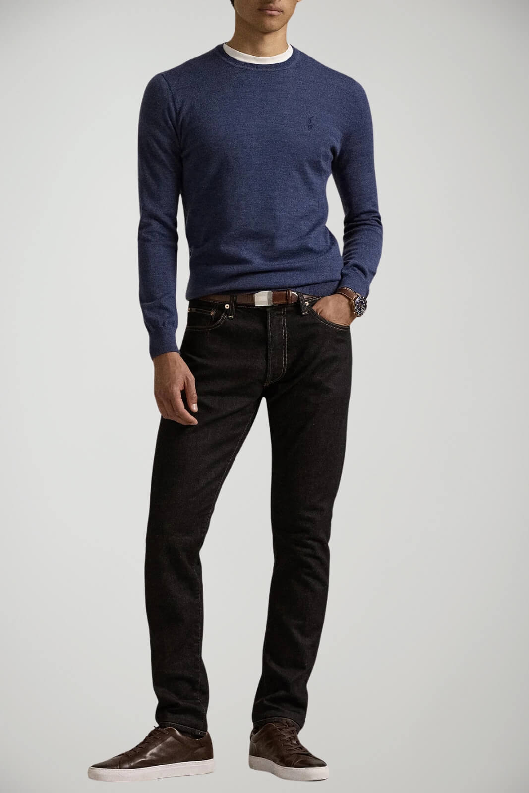 Maglione da uomo Polo Ralph Lauren a girocollo in lana outfit