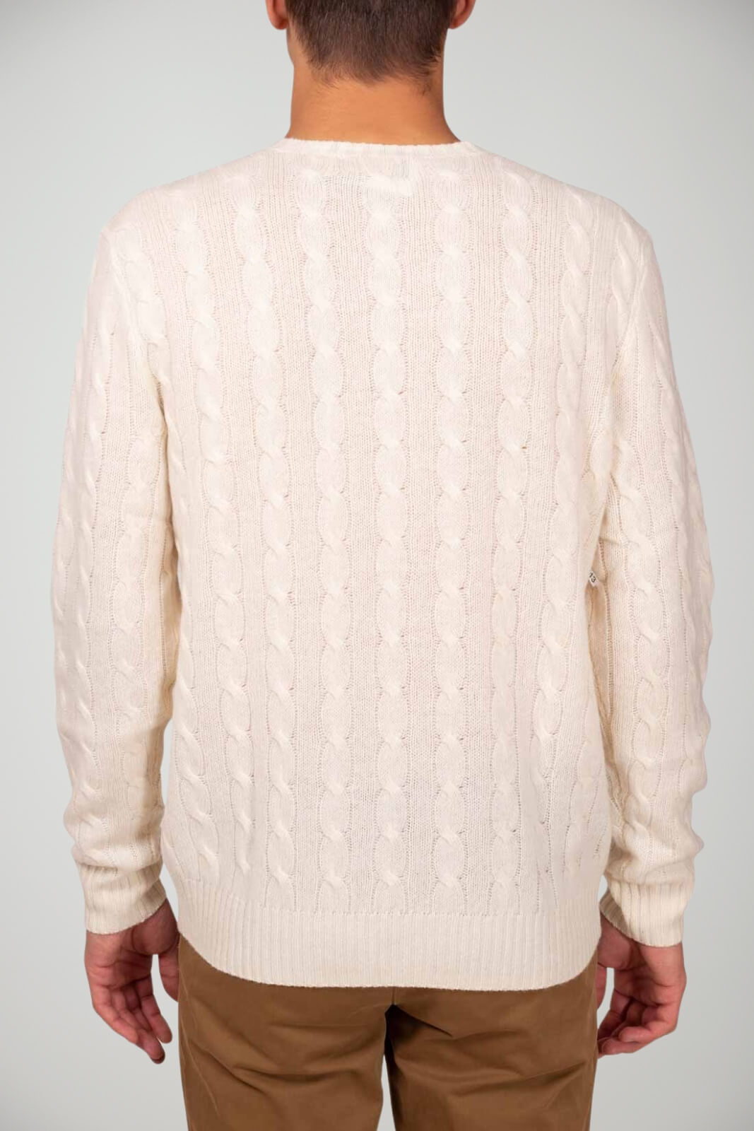 Maglione uomo Polo Ralph Lauren a trecce in lana e cashmere con logo retro