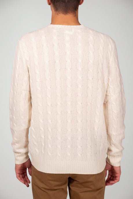 Maglione uomo Polo Ralph Lauren a trecce in lana e cashmere con logo retro