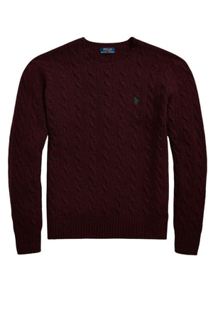 Polo Ralph Lauren maglia uomo a trecce lana e cashmere / Bordeaux