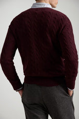 Polo Ralph Lauren maglia uomo a trecce lana e cashmere / Bordeaux