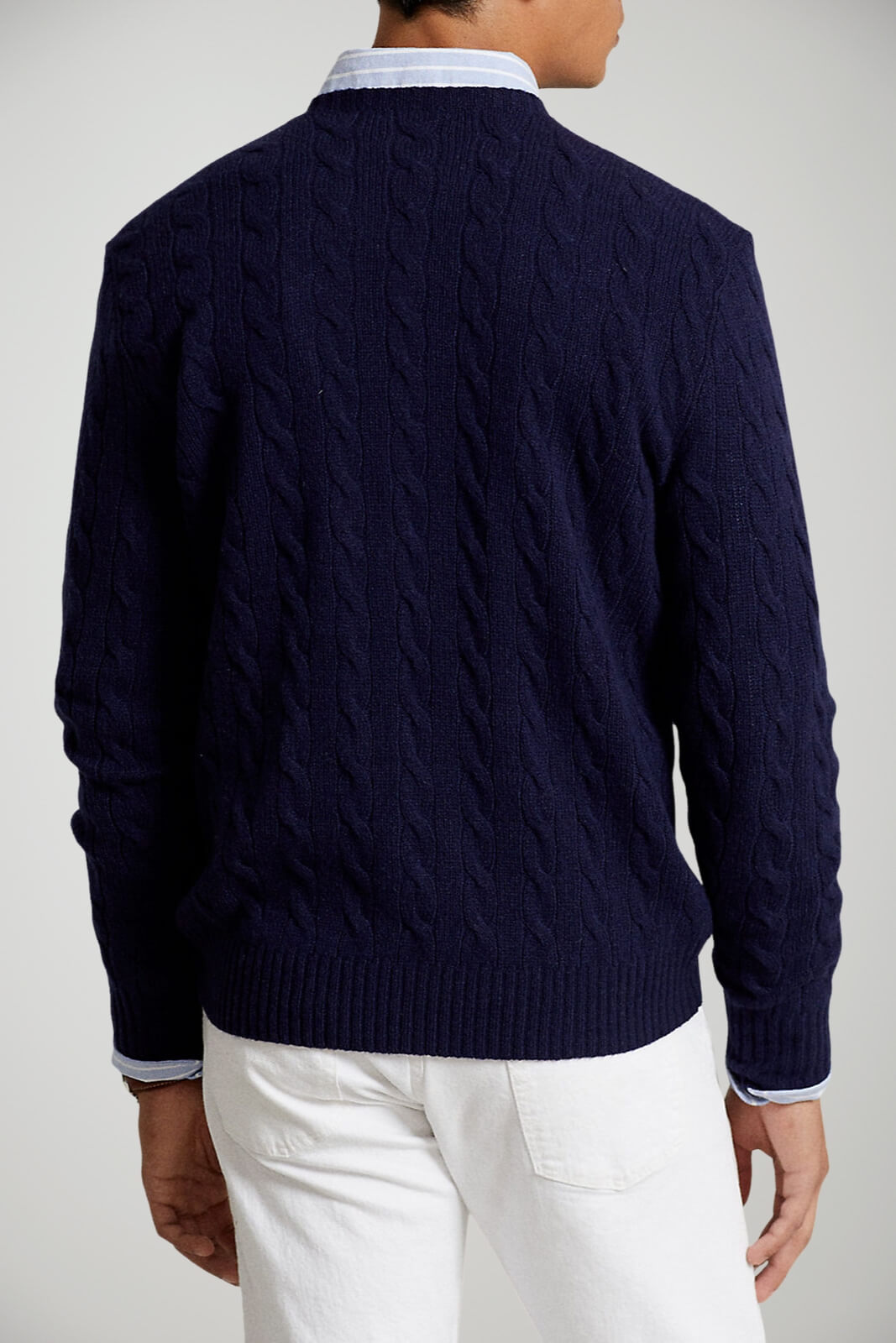 Maglione a trecce Polo Ralph Lauren in misto cashmere con logo a girocollo retro