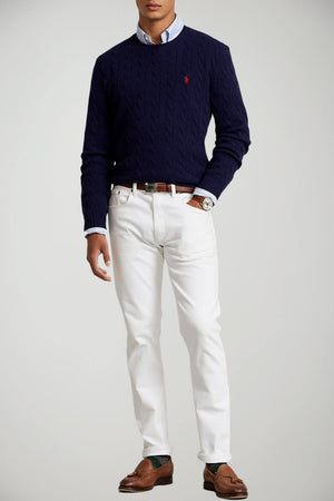 Maglione a trecce Polo Ralph Lauren in misto cashmere con logo a girocollo outfit