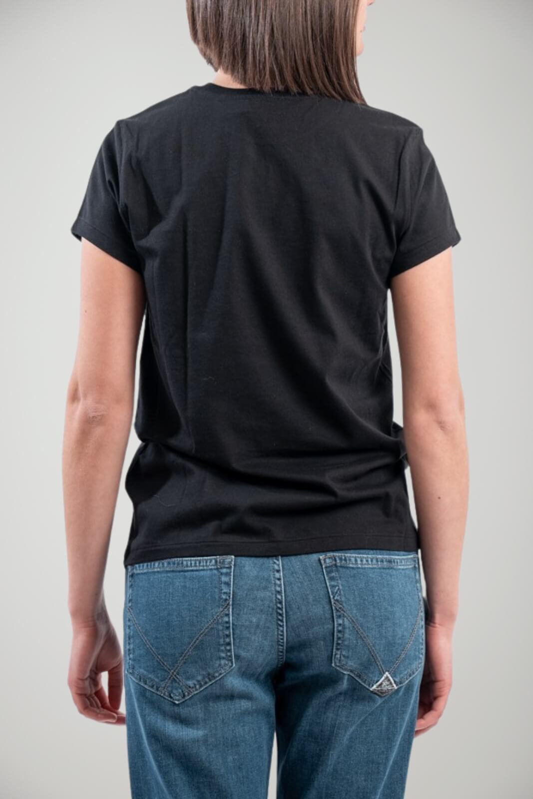 Polo Ralph Lauren T-shirt Donna in jersey nera con logo sul petto retro