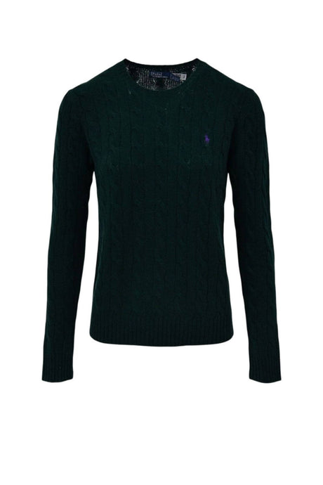 Maglione da donna Polo Ralph Lauren a trecce girocollo con logo fronte