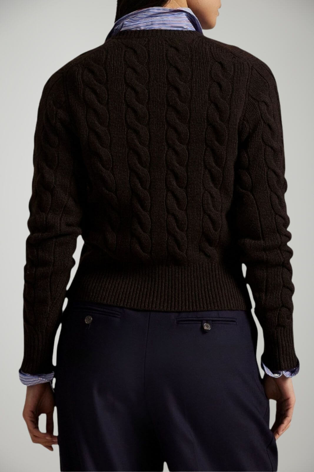 Cardigan da donna Polo Ralph Lauren a trecce in lana con bottoni retro