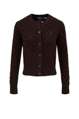Cardigan da donna Polo Ralph Lauren a trecce in lana con bottoni fronte