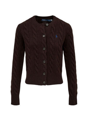Cardigan da donna Polo Ralph Lauren a trecce in lana con bottoni fronte