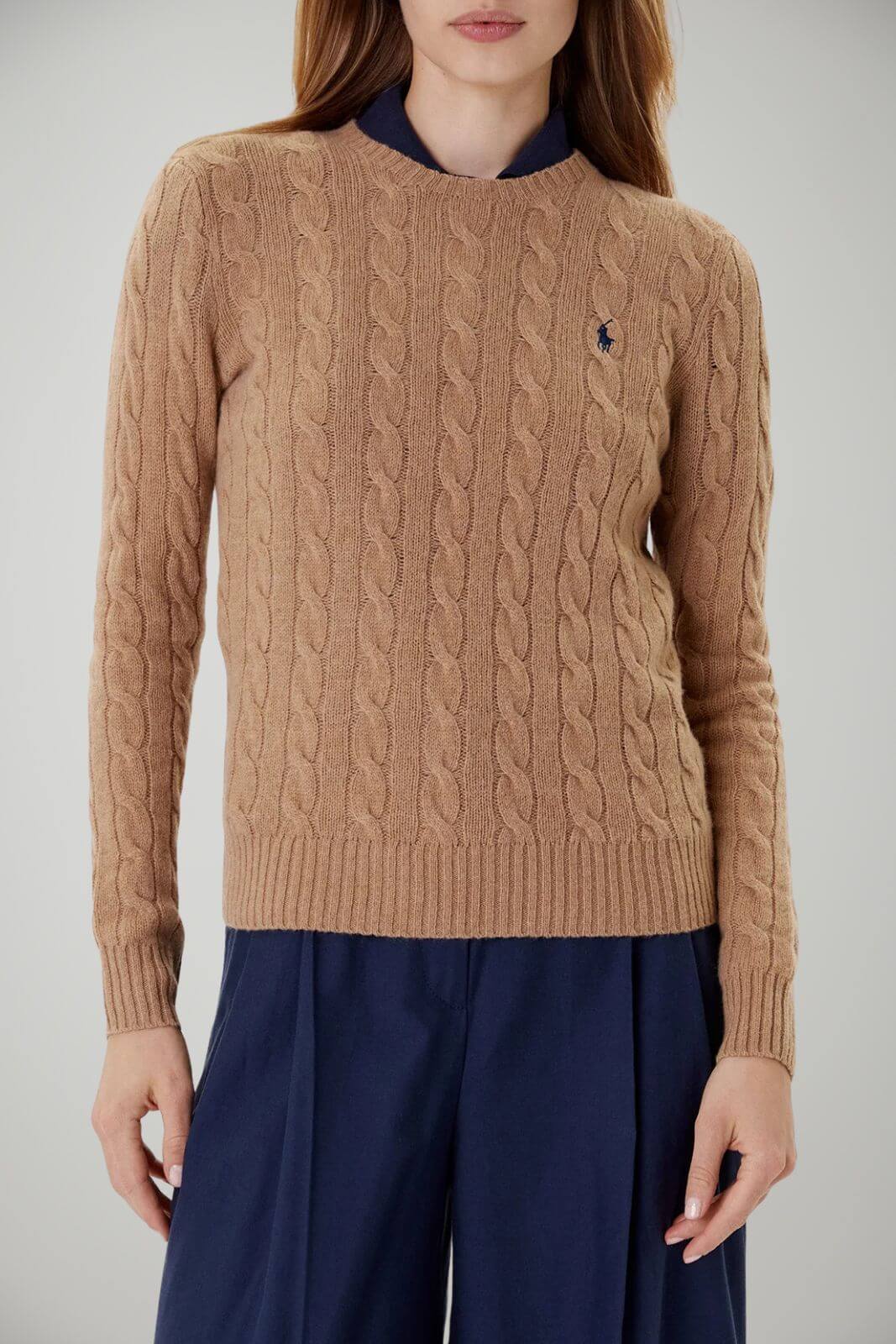 Maglione da donna Polo Ralph Lauren in misto lana e cashmere a trecce fronte 1