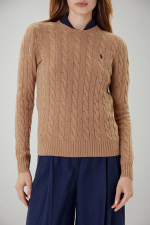 Maglione da donna Polo Ralph Lauren in misto lana e cashmere a trecce fronte 1