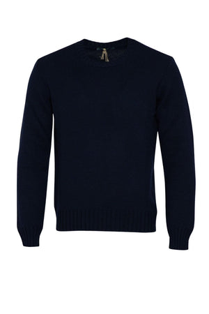 Maglia Privati in lana rasata a tinta unita e girocollo fronte blu navy