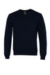 Maglia Privati in lana rasata a tinta unita e girocollo fronte blu navy