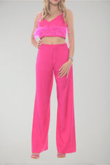 Crop top imperial con plumas