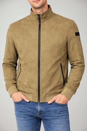 Bomber da uomo effetto scamosciato con zip centrale