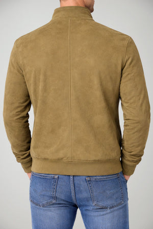 Bomber da uomo effetto scamosciato con zip centrale