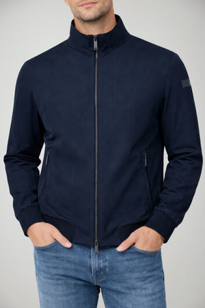 Bomber da uomo RRD in tessuto tecnico opaco con zip e logo al braccio